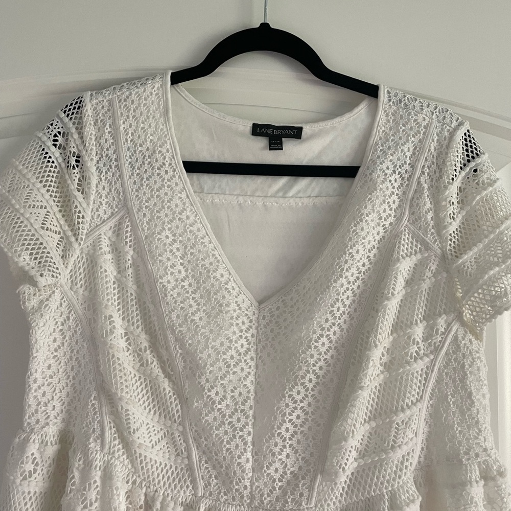Lane Bryant Ivory Lace V-Neck Top
